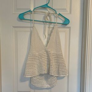 Wild Fable Cropped Crochet Halter Top
